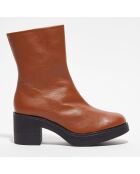 Boots en Cuir Alba marron - Talon 6,5 cm