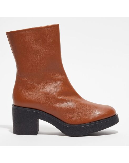 Boots en Cuir Alba marron - Talon 6,5 cm