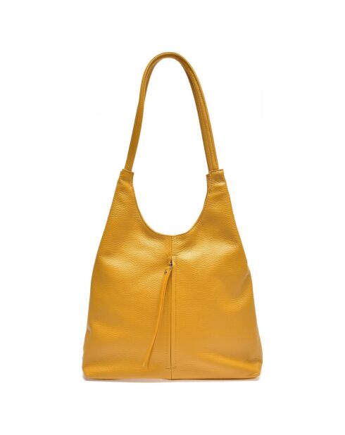 Sac hobo en Cuir moutarde - 39x34x8.5 cm