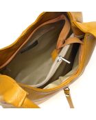 Sac hobo en Cuir moutarde - 39x34x8.5 cm