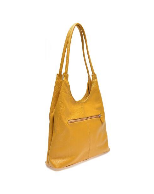 Sac hobo en Cuir moutarde - 39x34x8.5 cm