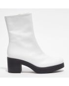 Boots en Cuir Alba blanches - Talon 6,5 cm