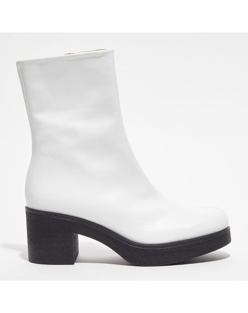 Boots en Cuir Alba blanches - Talon 6,5 cm