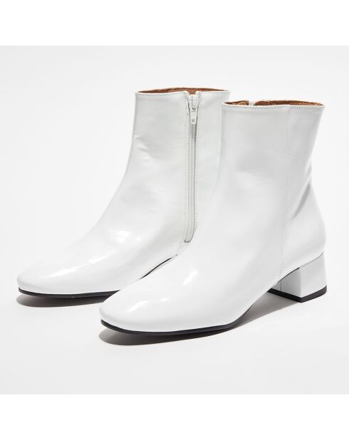 Bottines en Cuir verni Clara blanches