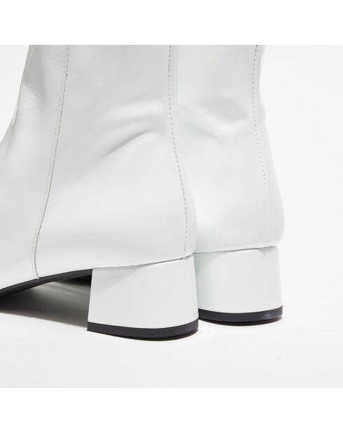 Bottines en Cuir verni Clara blanches