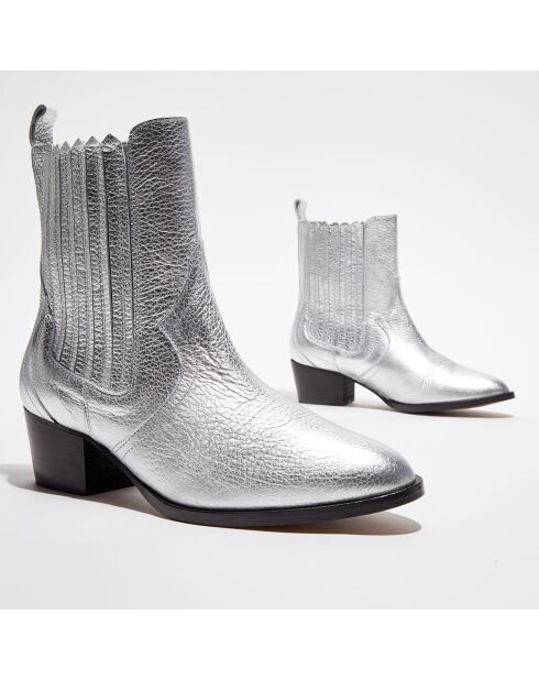 Chelsea boots en Cuir métallisé  Lisa argentées