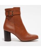 Bottines en Cuir Nicole camel - Talon 7 cm