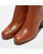 Bottines en Cuir Nicole camel - Talon 7 cm