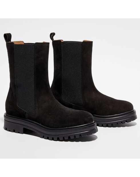 Chelsea Boots en Velours de Cuir Lauriane noires