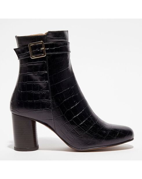 Bottines en Cuir Nicole noires - Talon 7 cm