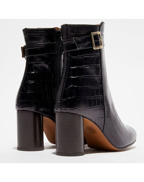 Bottines en Cuir Nicole noires - Talon 7 cm