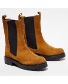 Chelsea boots en Velours de Cuir Alice camel