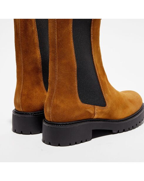 Chelsea boots en Velours de Cuir Alice camel