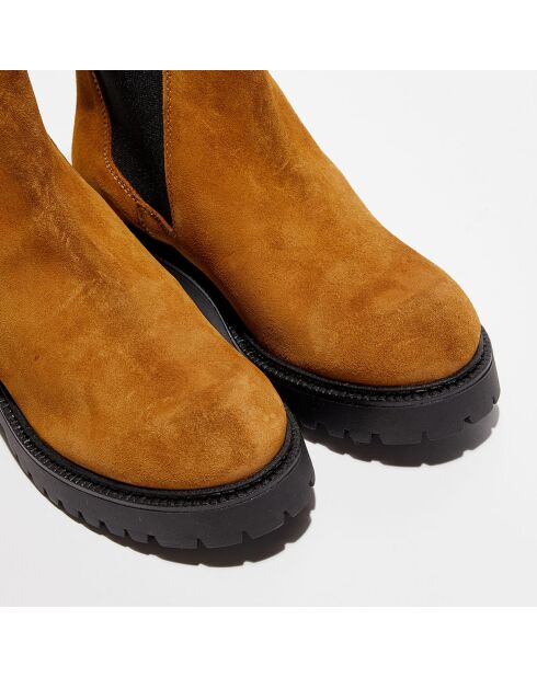 Chelsea boots en Velours de Cuir Alice camel