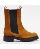 Chelsea boots en Velours de Cuir Alice camel