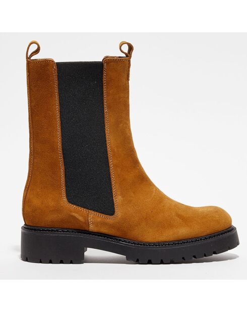 Chelsea boots en Velours de Cuir Alice camel