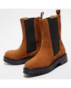 Chelsea Boots en Velours de Cuir Lauriane caramel