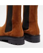 Chelsea Boots en Velours de Cuir Lauriane caramel