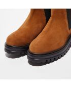 Chelsea Boots en Velours de Cuir Lauriane caramel