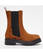 Chelsea Boots en Velours de Cuir Lauriane caramel