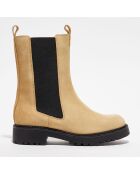 Chelsea boots en Velours de Cuir Alice beiges