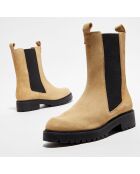 Chelsea boots en Velours de Cuir Alice beiges