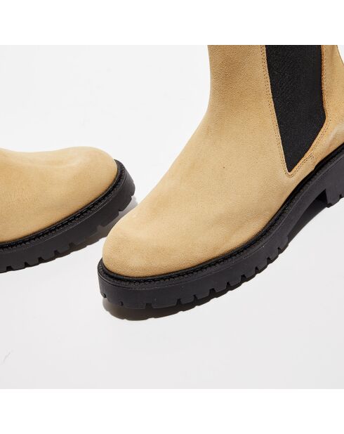 Chelsea boots en Velours de Cuir Alice beiges