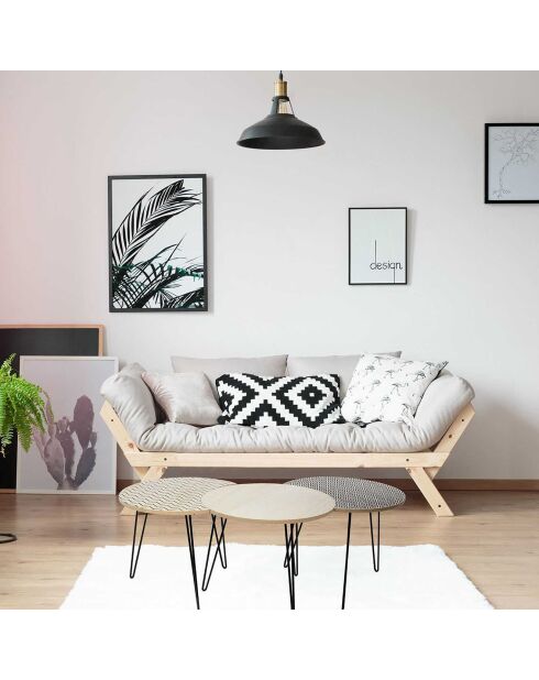 3 Tables gigognes beige/noir - 45x36x45 cm