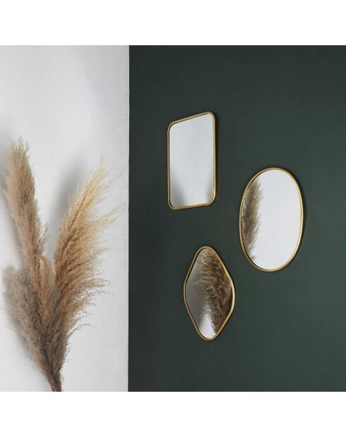 3 Miroirs assortis contour doré - 25x34 cm