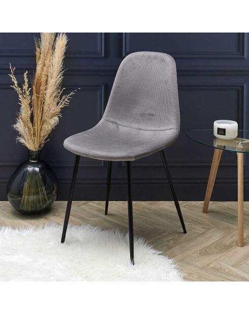 2 Giulia corduroy stoelen muisgrijs - 44x86x45 cm