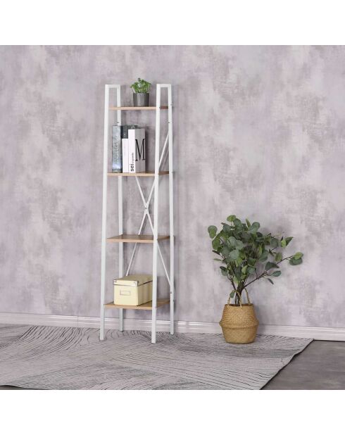Étagère scandinave bois/blanc - 34x148x32.5 cm