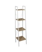 Étagère scandinave bois/blanc - 34x148x32.5 cm