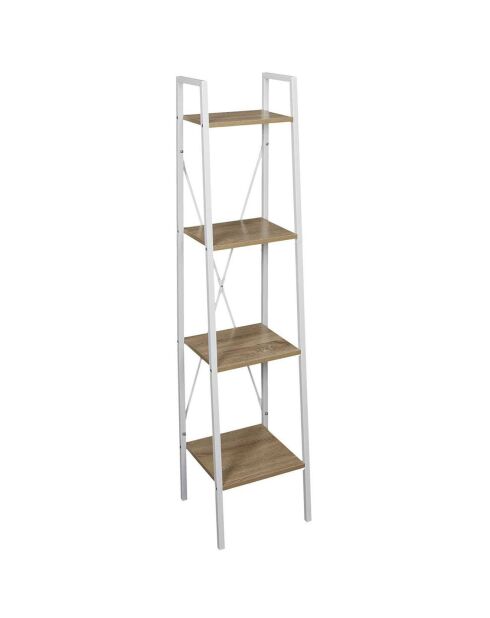 Étagère scandinave bois/blanc - 34x148x32.5 cm