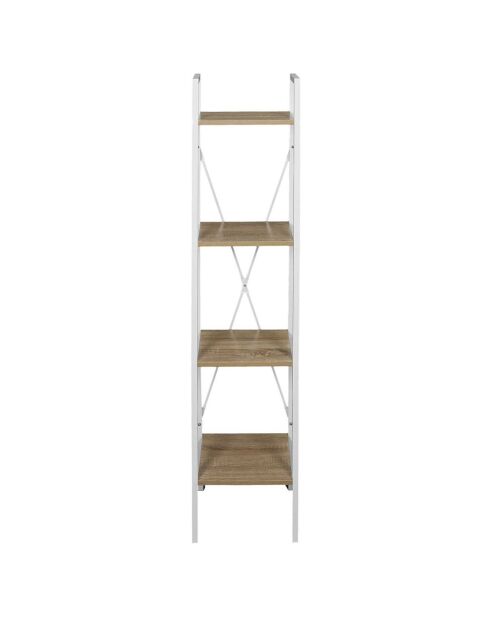 Étagère scandinave bois/blanc - 34x148x32.5 cm