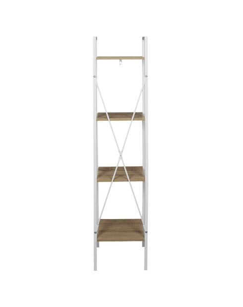 Étagère scandinave bois/blanc - 34x148x32.5 cm