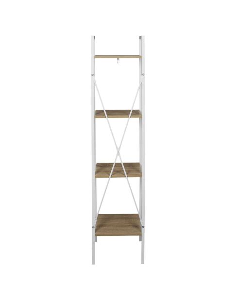 Étagère scandinave bois/blanc - 34x148x32.5 cm