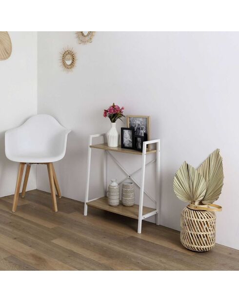 Étagère scandinave bois/blanc - 60x70x27 cm