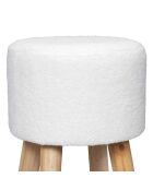 Tabouret bar bouclette Freya blanc/marron - 30x68x30 cm
