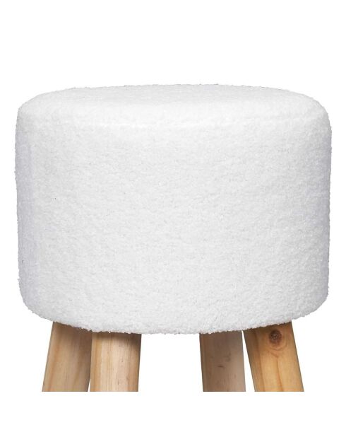 Tabouret bar bouclette Freya blanc/marron - 30x68x30 cm