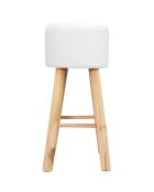 Tabouret bar bouclette Freya blanc/marron - 30x68x30 cm