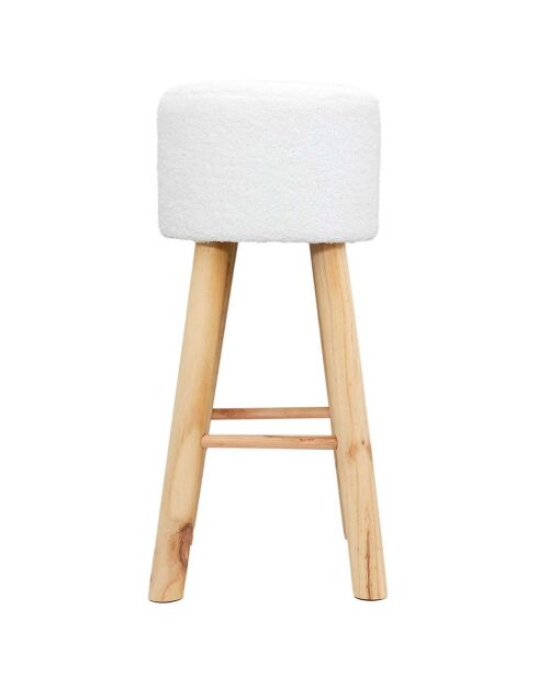 Tabouret bar bouclette Freya blanc/marron - 30x68x30 cm