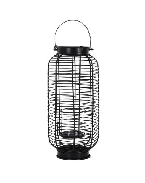 Lanterne en métal filaire noire - 19x42.5x18 cm