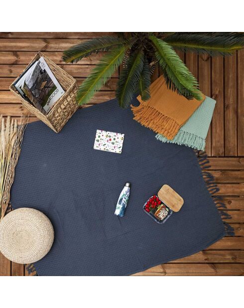 Jeté de canapé gaufré gris anthracite - 160x130 cm