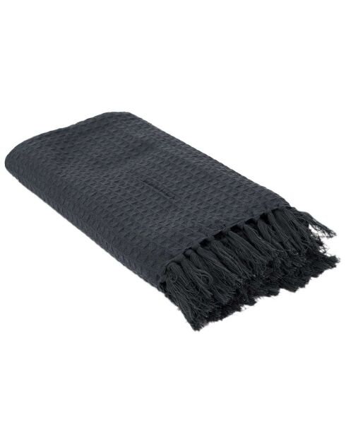 Jeté de canapé gaufré gris anthracite - 160x130 cm