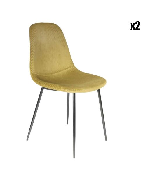 2 Stühle Giulia aus senfgelbem Kord - 44x86x45 cm