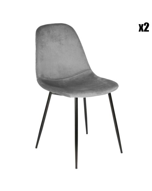 2 Giulia corduroy stoelen muisgrijs - 44x86x45 cm