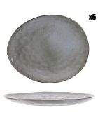 6 Assiettes galet Au Grès du temps grises - D.27.5 cm