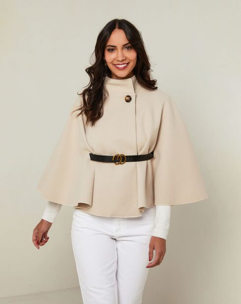 Kurzer Cape-Mantel Clara, ecru