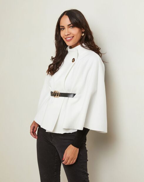 Manteau Clara cape court blanc