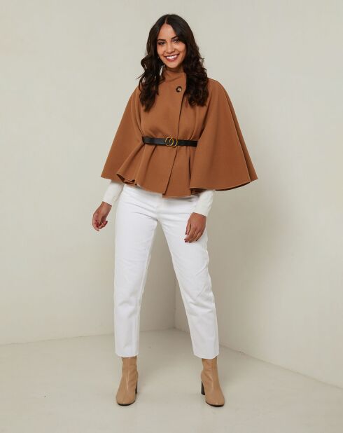 Manteau Clara cape court camel